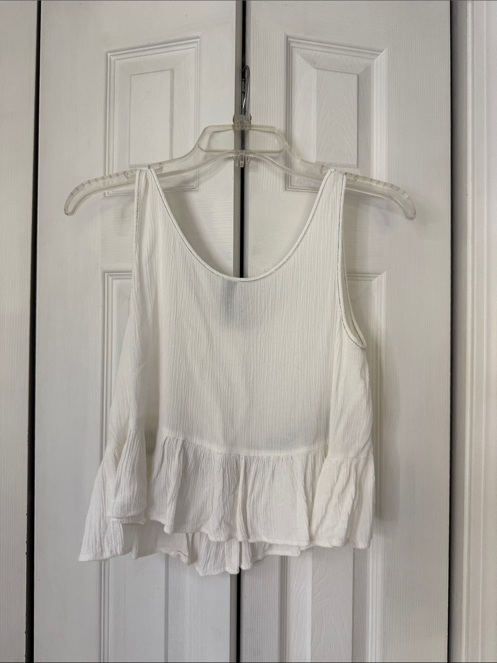 Women’s White Ruffle Tank Top - Picture 3 of 3